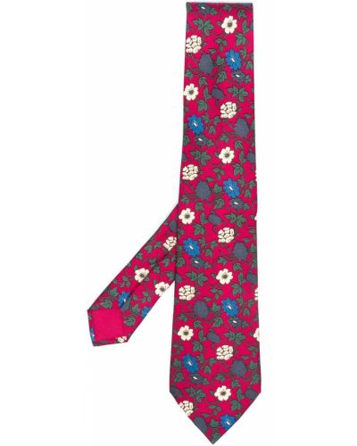 Corbata de flores con estampado Hermès rojo
