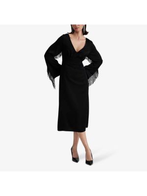 Платье миди с бахромой с v-образным вырезом By Malina черный