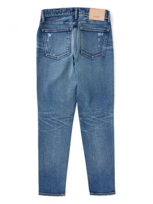 Madala vöökohaga kitsa lõikega teksapüksid Moussy Vintage sinine