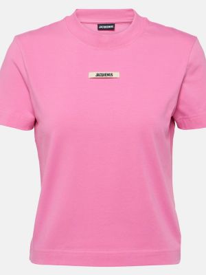 Βαμβακερή μπλούζα Jacquemus ροζ