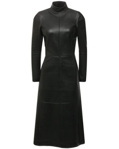 Кожаное платье Balenciaga черное