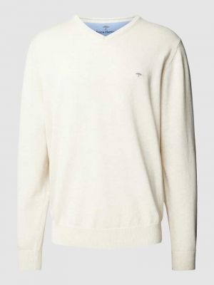 Sweter z dekoltem w serek Fynch-hatton biały