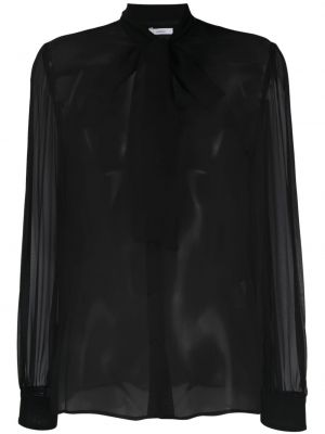 Svilena bluza s mašnom Lardini crna