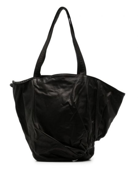 Asimetrična usnjena nakupovalna torba Discord Yohji Yamamoto črna