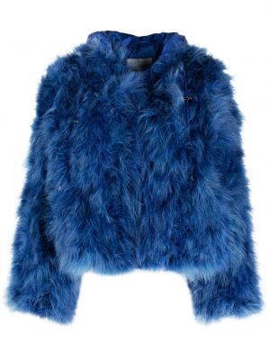 Bunda s perím s kapucňou Ermanno Firenze modrá