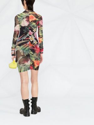Květinové mini šaty Philipp Plein černé