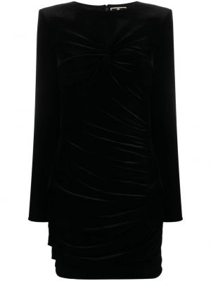 Drapované zamatové koktejlkové šaty Elisabetta Franchi čierna