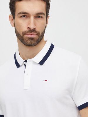 Tricou polo din bumbac Tommy Jeans alb