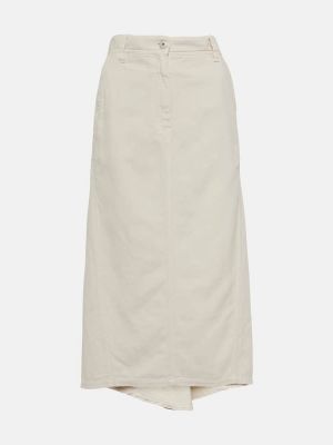 Falda midi de lino de algodón Brunello Cucinelli blanco