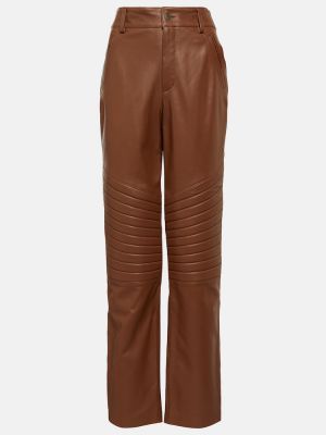 Pantalon droit taille haute en cuir Giuseppe Di Morabito marron