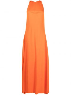 Hedvábné večerní šaty bez rukávů na zip Lanvin - oranžová