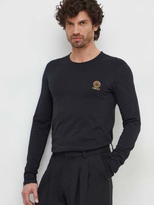 Černé tričko s dlouhým rukávem s dlouhými rukávy Versace