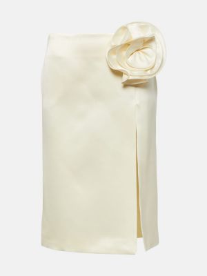Svilena vunena midi suknja s cvjetnim printom Magda Butrym bijela