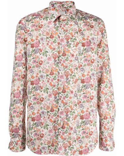 Camisa con botones de flores con estampado Xacus rosa
