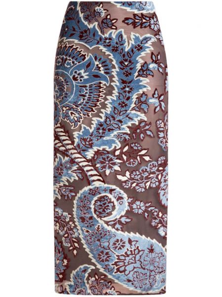 Jacquard tyl velour pencil skirt Etro brun