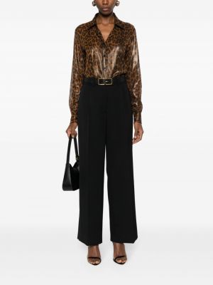 Raštuota šilkinė marškiniai leopardinė Tom Ford ruda