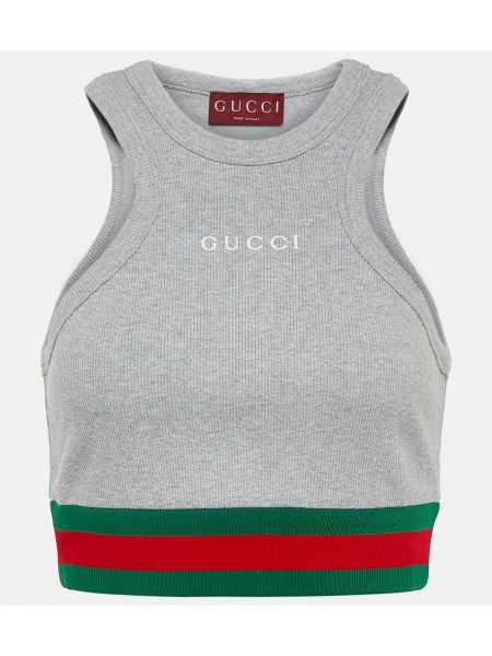 Bavlněný tank top jersey Gucci šedý