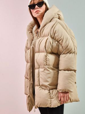 Płaszcz oversize z kieszeniami Bianco Lucci beżowy
