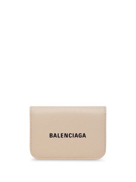 Δερμάτινος πορτοφόλι με σχέδιο Balenciaga μπεζ