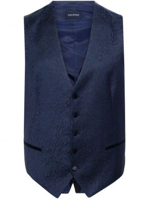 Péřová vesta s knoflíky s výstřihem do v Tagliatore modrá