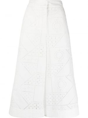 Памучни широки панталони тип „марлен“ бродирани Msgm бяло