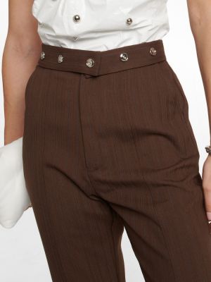 Rovné kalhoty s vysokým pasem Jacques Wei hnědé