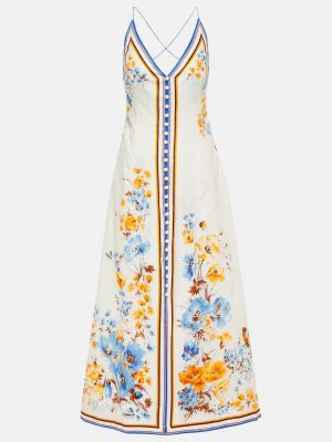 Льняной платье миди с принтом Zimmermann синий