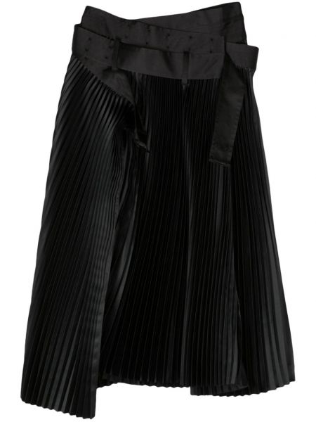 Plisovaný saténový trapézová sukně Junya Watanabe černý