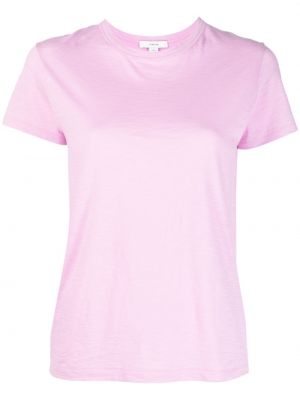 Памучна тениска с кръгло деколте Vince розово