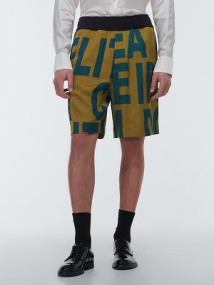 Pantaloni scurți cu imagine din jerseu Dries Van Noten verde
