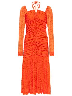 Трикотажное платье миди Ganni, оранжевое