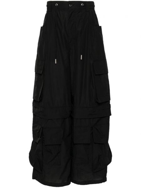 Szerokie spodnie bawełniane z kieszeniami Songzio czarne