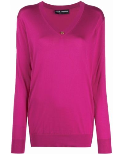 Jersey de seda con escote v de tela jersey Dolce & Gabbana rosa