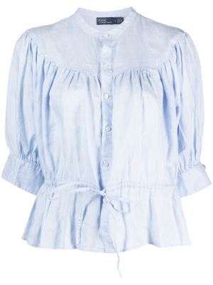Lniana jedwabna bluzka w paski Polo Ralph Lauren