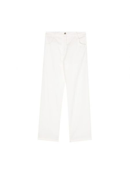 Białe proste jeansy bawełniane Gimaguas