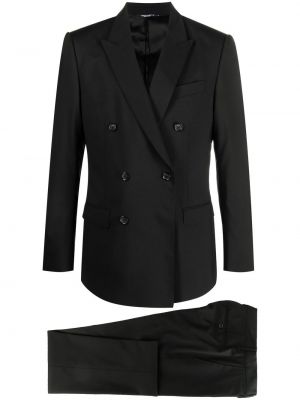 Cipzáras gyapjú gombolt öltöny Dolce & Gabbana - fekete