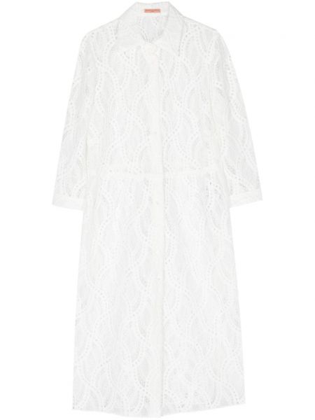 Φόρεμα σε στυλ πουκάμισο με δαντέλα Ermanno Scervino λευκό