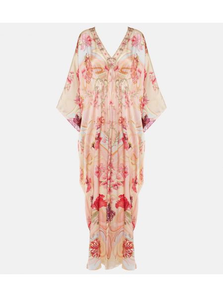 Floral silke kaftan Camilla rosa