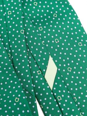 Jedwabny krawat z nadrukiem w gwiazdy Ferragamo zielony