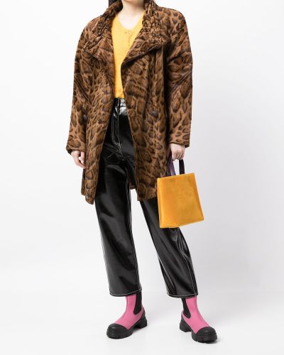 Manteau à imprimé à imprimé léopard Fendi Pre-owned marron