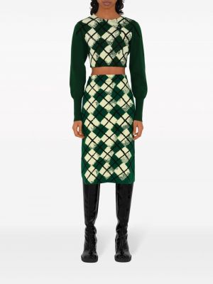 Midi sukně s argylovým vzorem Burberry zelené