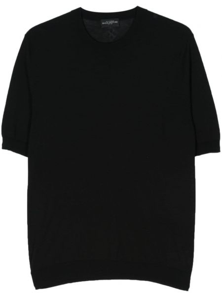 Плетена памучна тениска Ballantyne черно