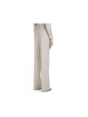 Pantalones rectos de lana de franela Max Mara beige