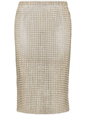 Midi sukňa so sieťovinou Dolce & Gabbana zlatá