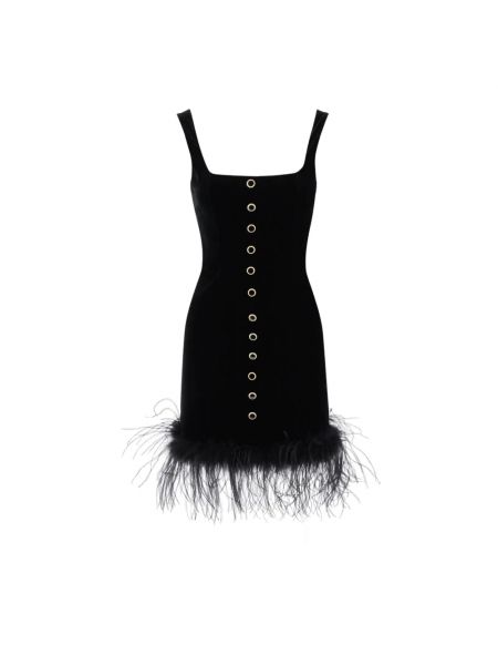 Sukienka mini zamszowa w piórka Alessandra Rich czarna