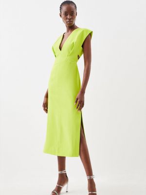 Приталенный платье миди без рукавов Karen Millen зеленый