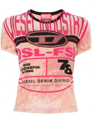 Bavlněné tričko Diesel béžové