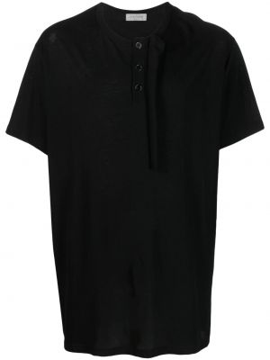 Памучна тениска с копчета Yohji Yamamoto черно