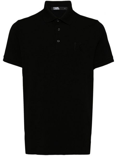 Poloshirt med broderier Karl Lagerfeld sort