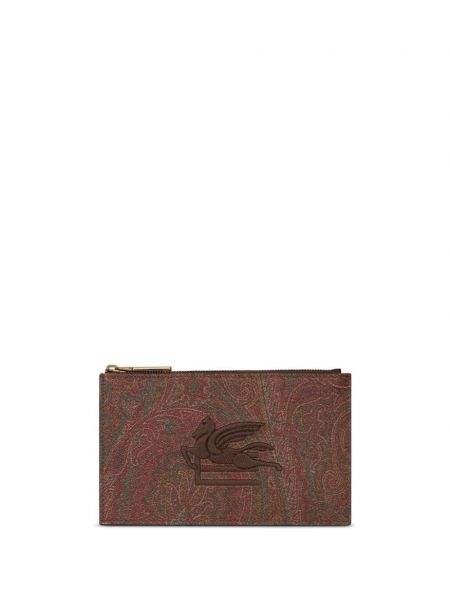 Βαμβακερός πορτοφόλι με σχέδιο paisley Etro καφέ
